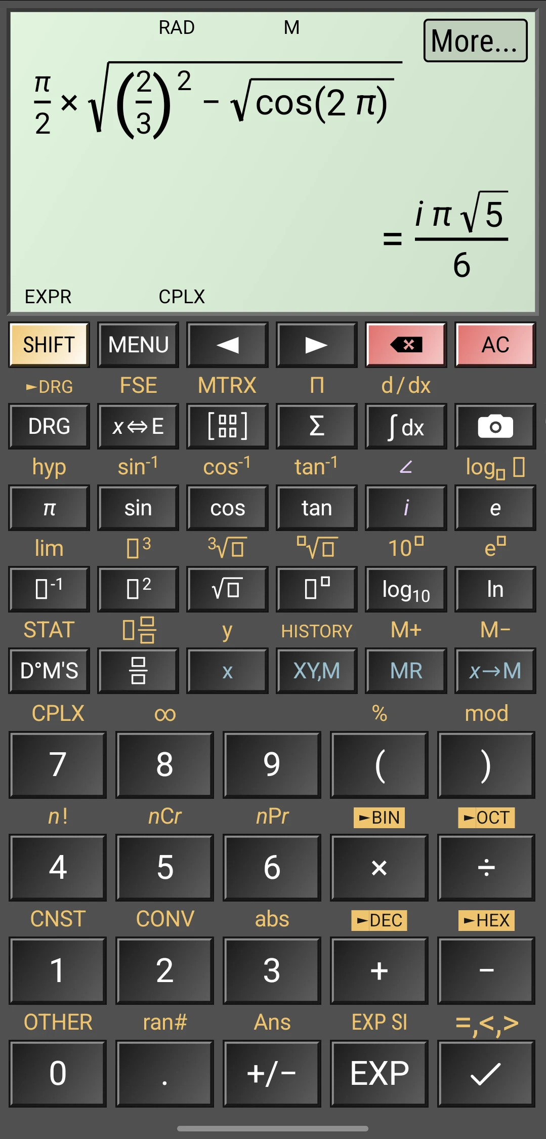 HiPER Scientific Calculator screenshot