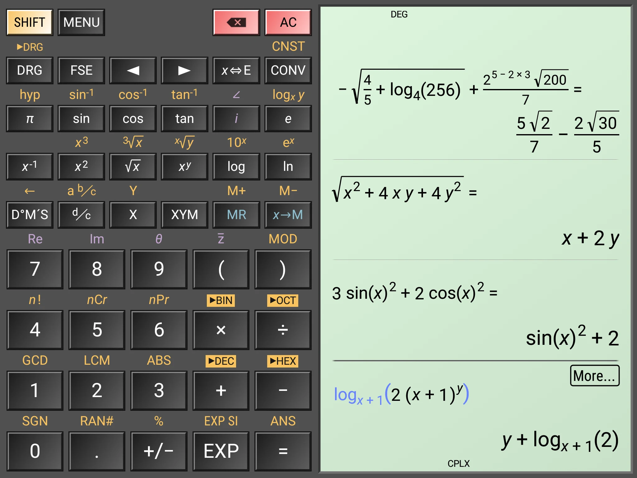 HiPER Scientific Calculator screenshot