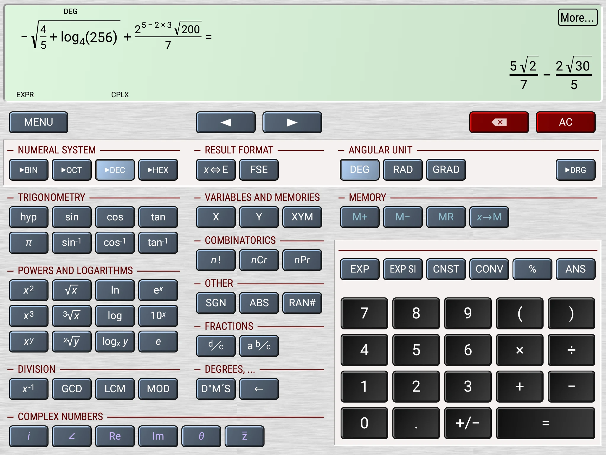 HiPER Scientific Calculator screenshot